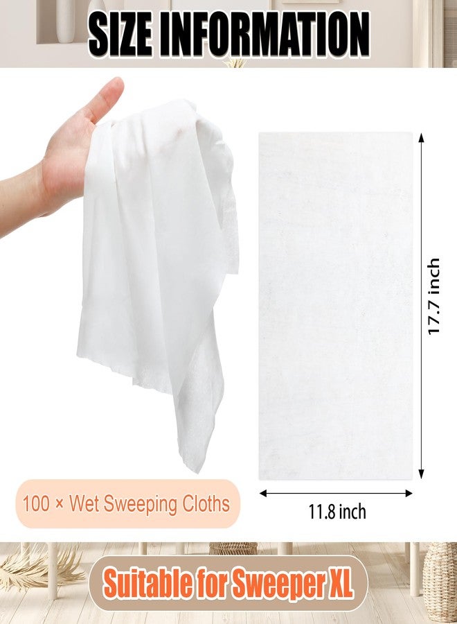 FillTouch 100 Counts Sweeper Wet Mopping Cloths 17.7 x 11.8'' X Large Wet Mop Pads Refills XL Disposable Floor Wipes Duster for Sweeping Scrubbing Cleaning Dry Wood Hardwood Tile - Image 2